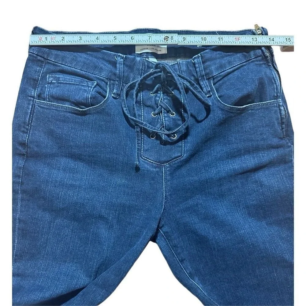 Frame Le Bell Lace Up Jean In Hayworth High Waist Cropped Flare Jeans Sz 27 - Picture 6 of 11